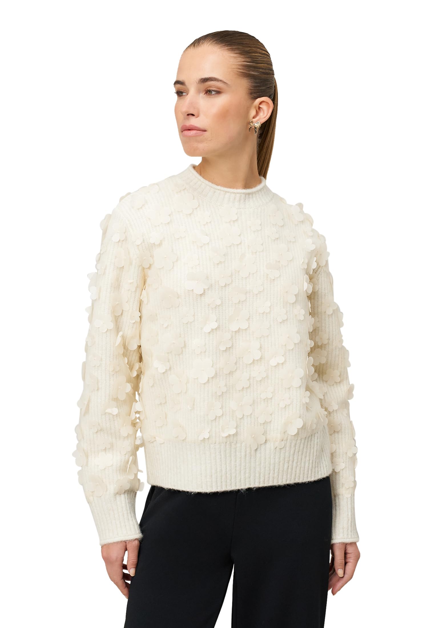 zero Pullover mit 3D-Blüten Eggnog Gr.40