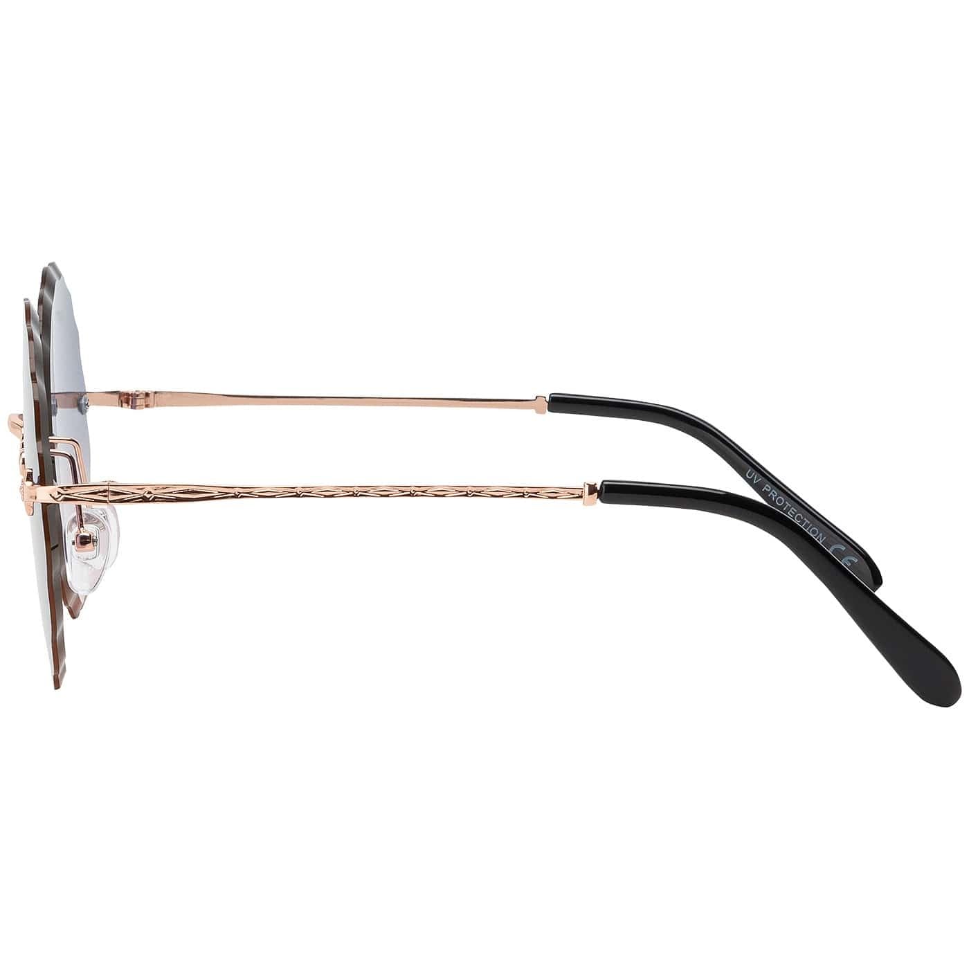 BEZLIT Damen Sonnenbrille rund randlos Blau Rosa Verlauf UV400