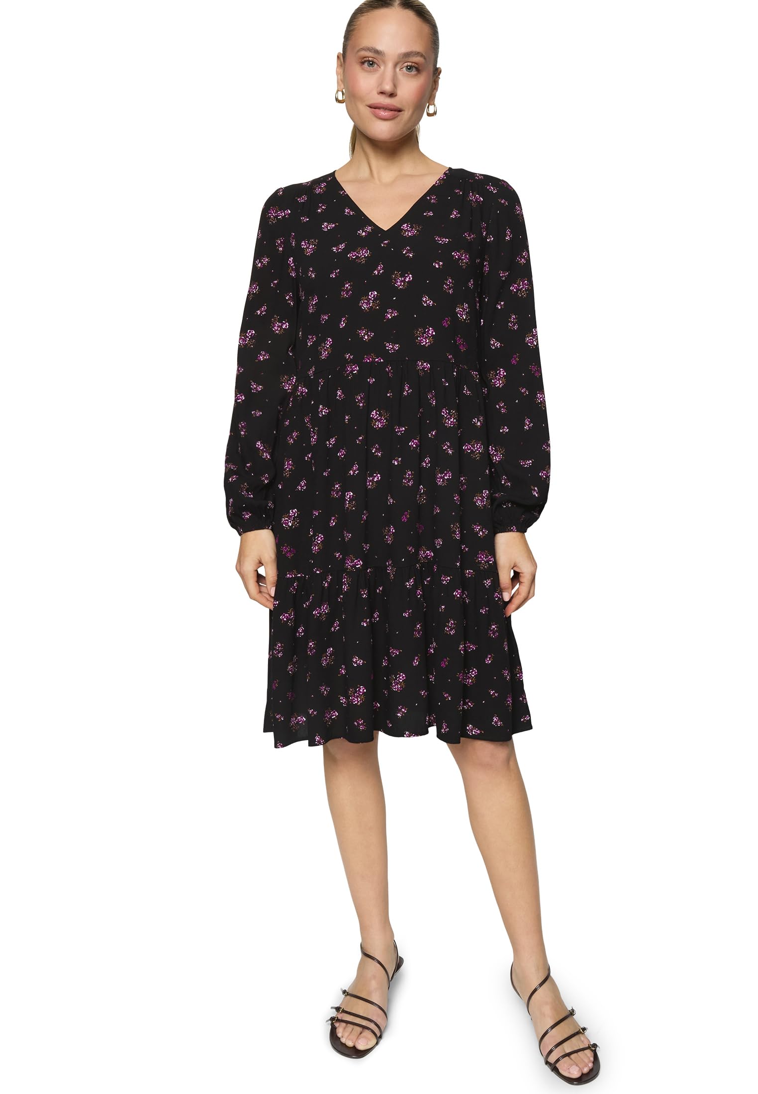 zero Blusenkleid mit Blumen Kleid 40 Black Pink