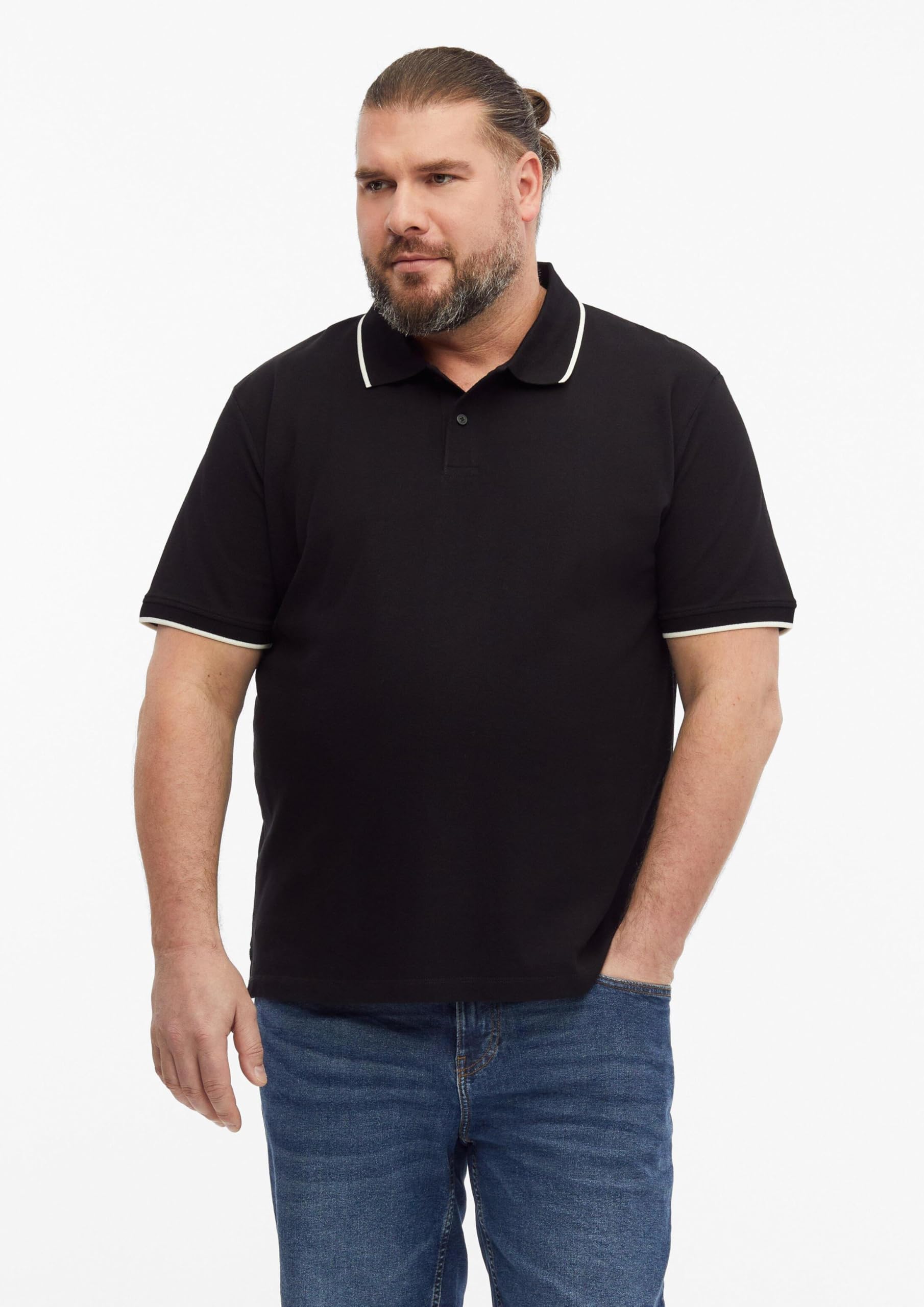 s.Oliver Piqué-Poloshirt Kontrast-Details Baumwolle