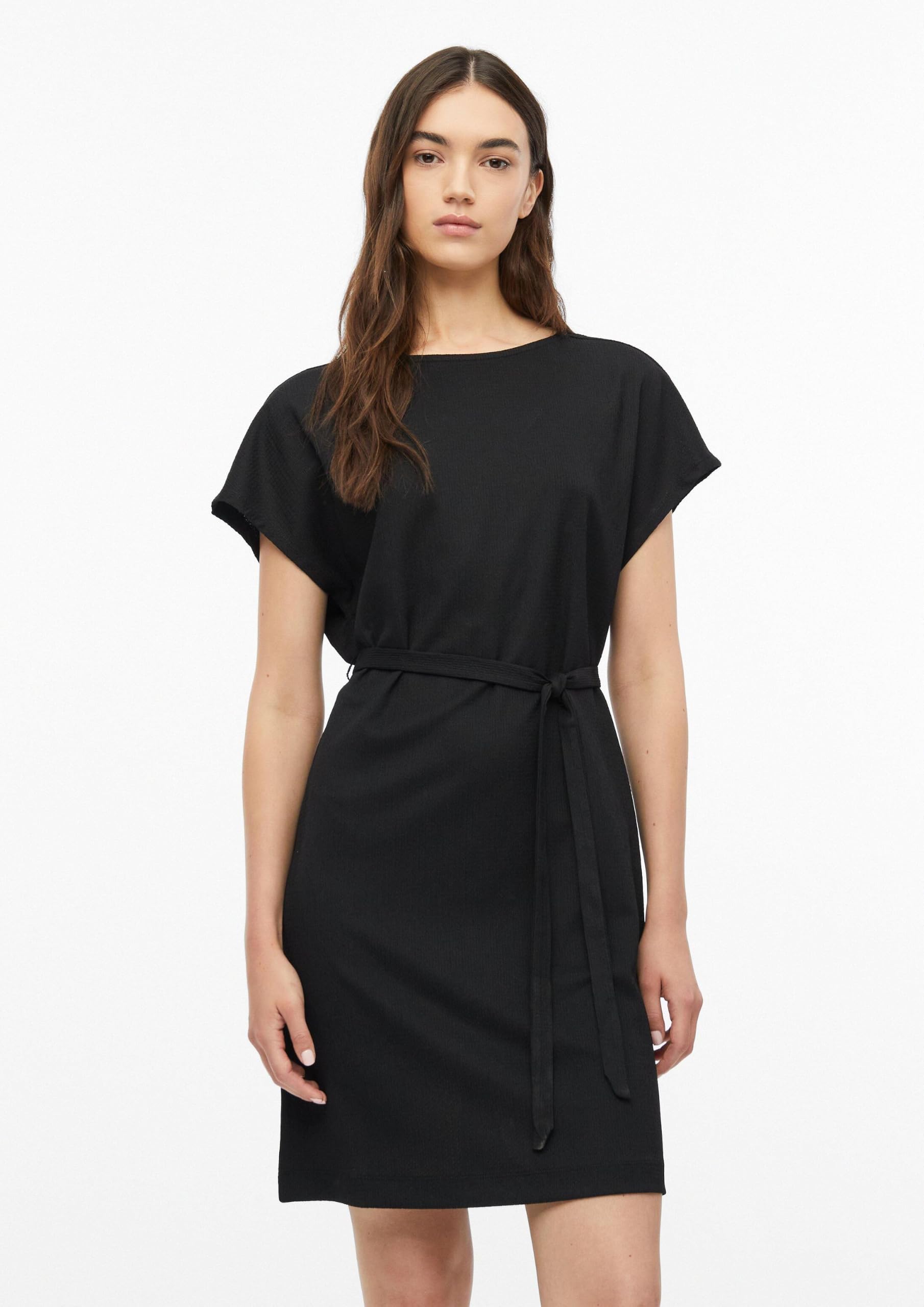 s.Oliver Red Label Jersey-Kleid Midi mit Bindegürtel dunkelblau
