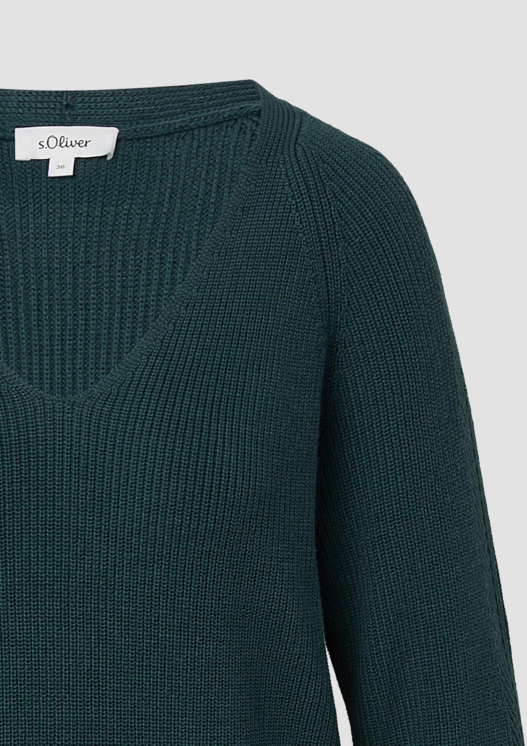 s.Oliver Junior Strickpullover V-Ausschnitt schwarz Baumwolle