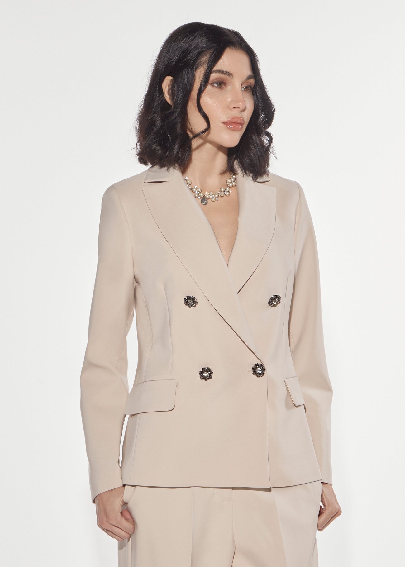 Denny Rose Blazer Doppelreihig Ivory Schmuckknöpfe