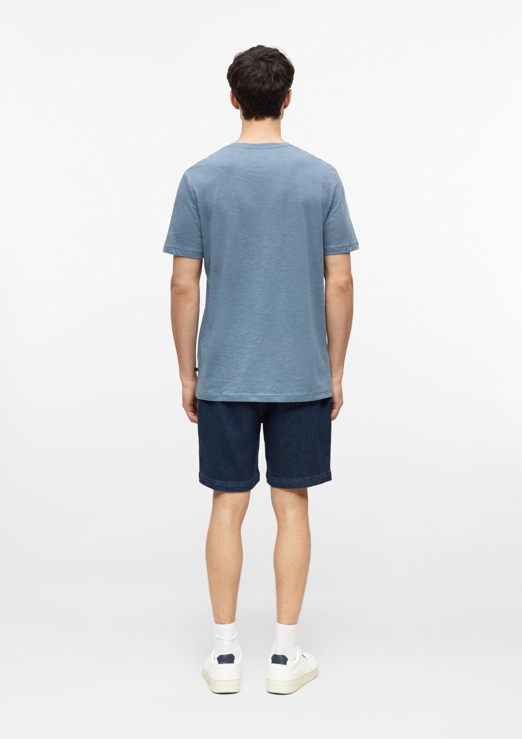 s.Oliver T-Shirt V-Ausschnitt Baumwollmix Blau Regular