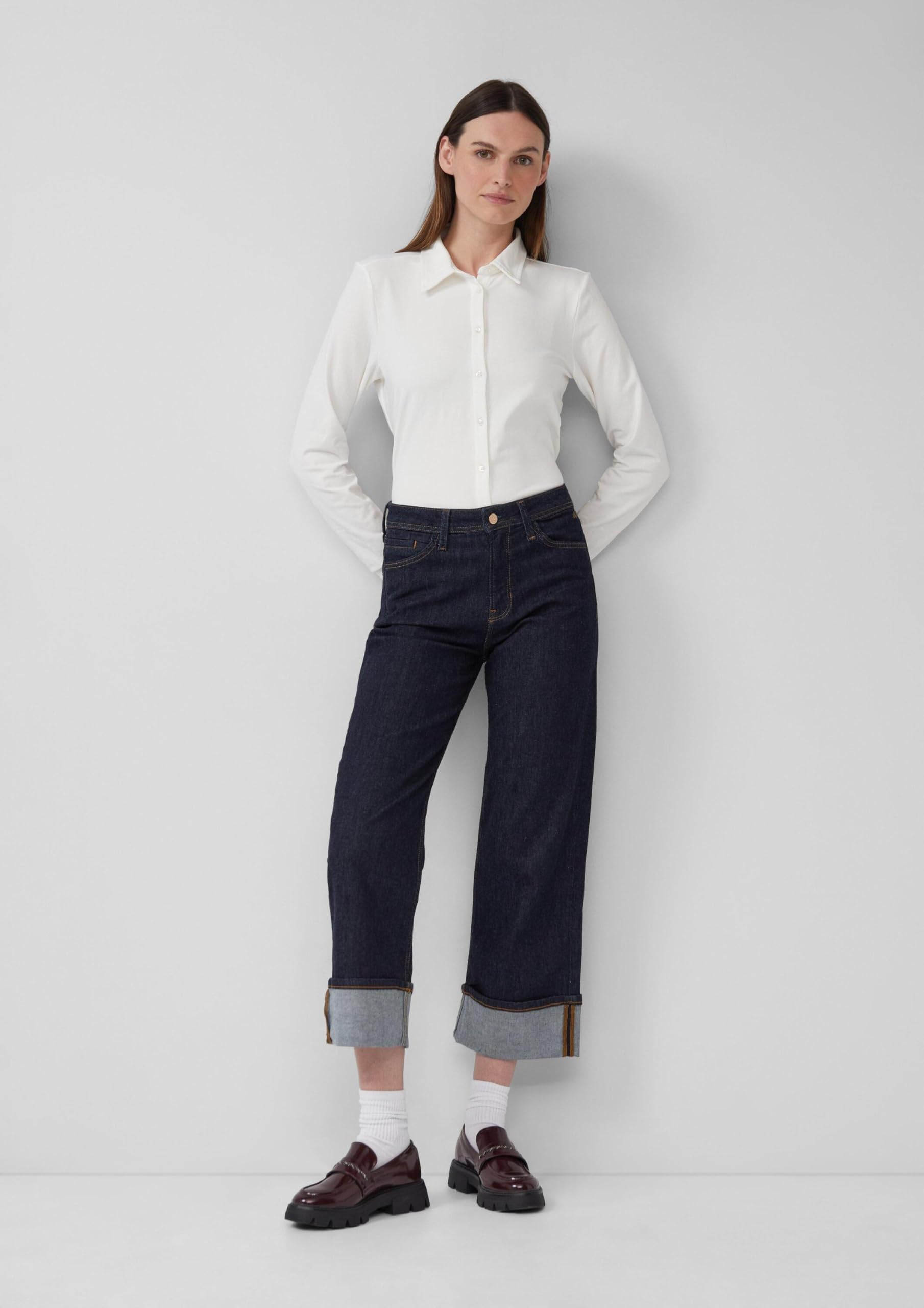 s.Oliver Suri Cropped Jeans Wide Fit 34 Rollsaum