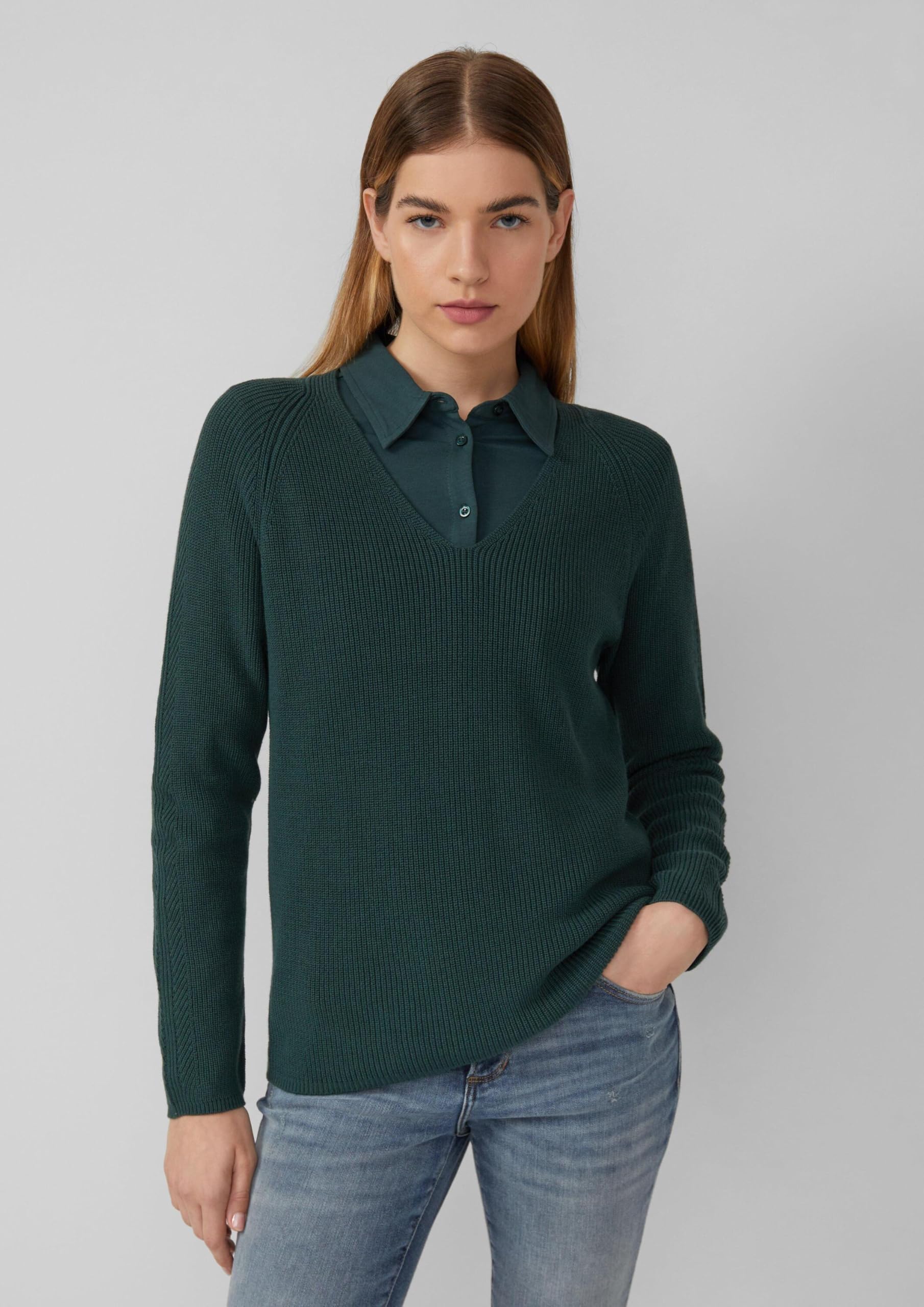 s.Oliver Junior Strickpullover V-Ausschnitt schwarz Baumwolle