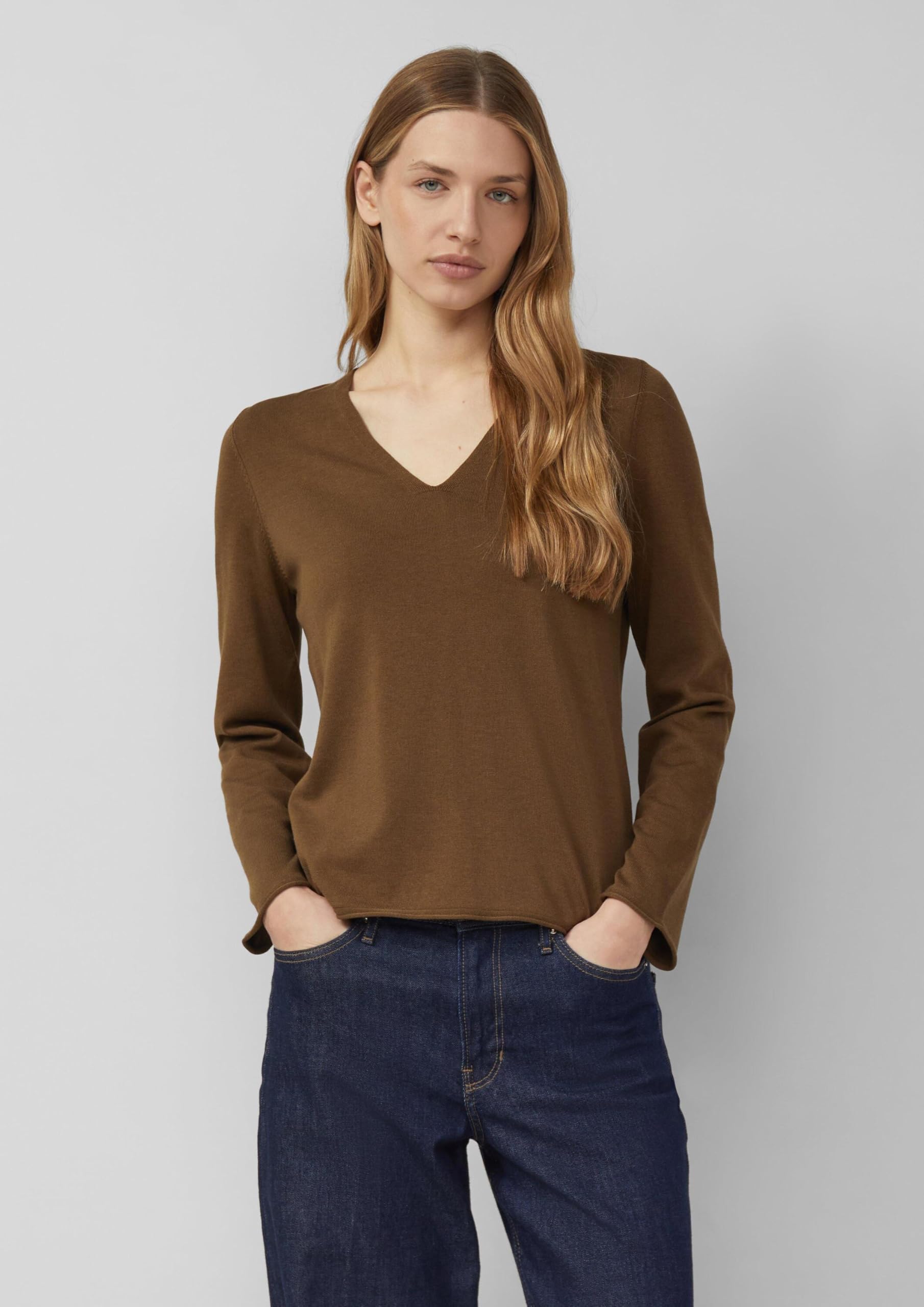 s.Oliver Red Label Feinstrickpullover V-Ausschnitt Rollkante