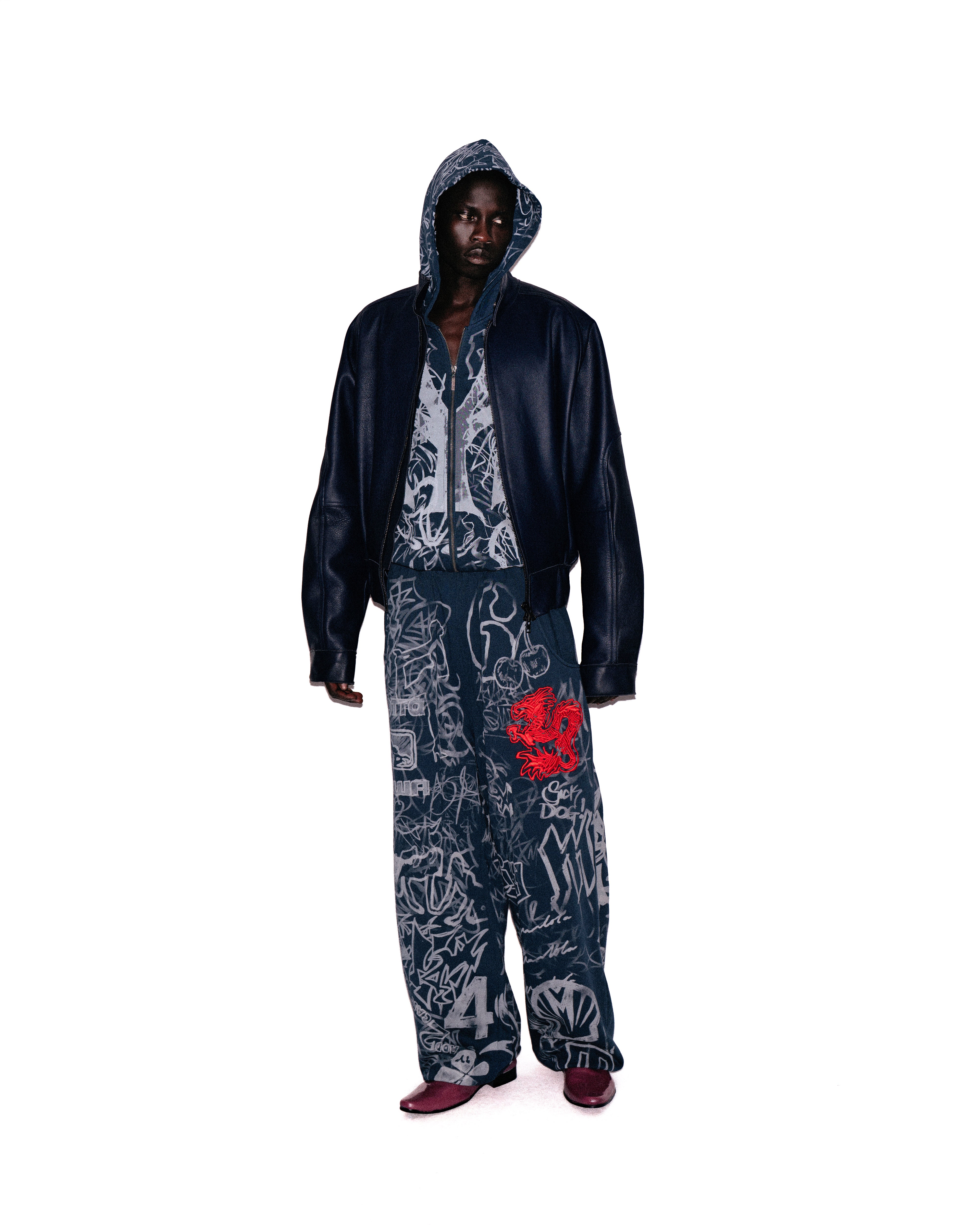 Mowalola Graffiti Track Pants Jogginghose Navy Blau