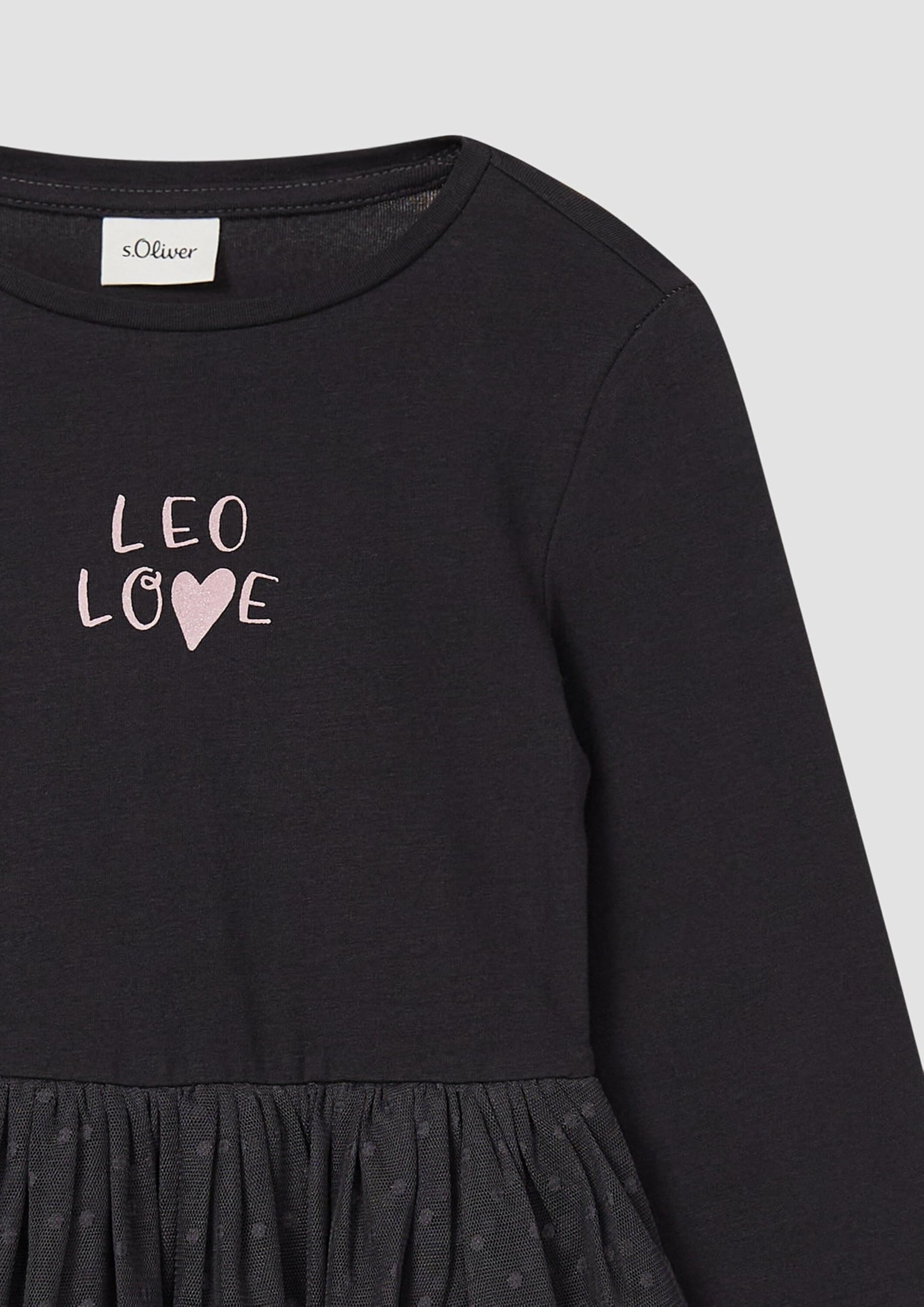 s.Oliver Junior Kleid mit Mesh-Rock und Glitzerprint himbeere