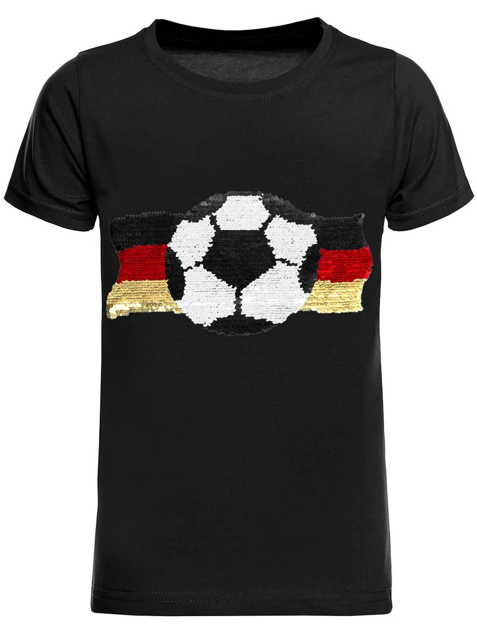 BEZLIT Wende-Pailletten T-Shirt Fußball Schwarz Baumwolle