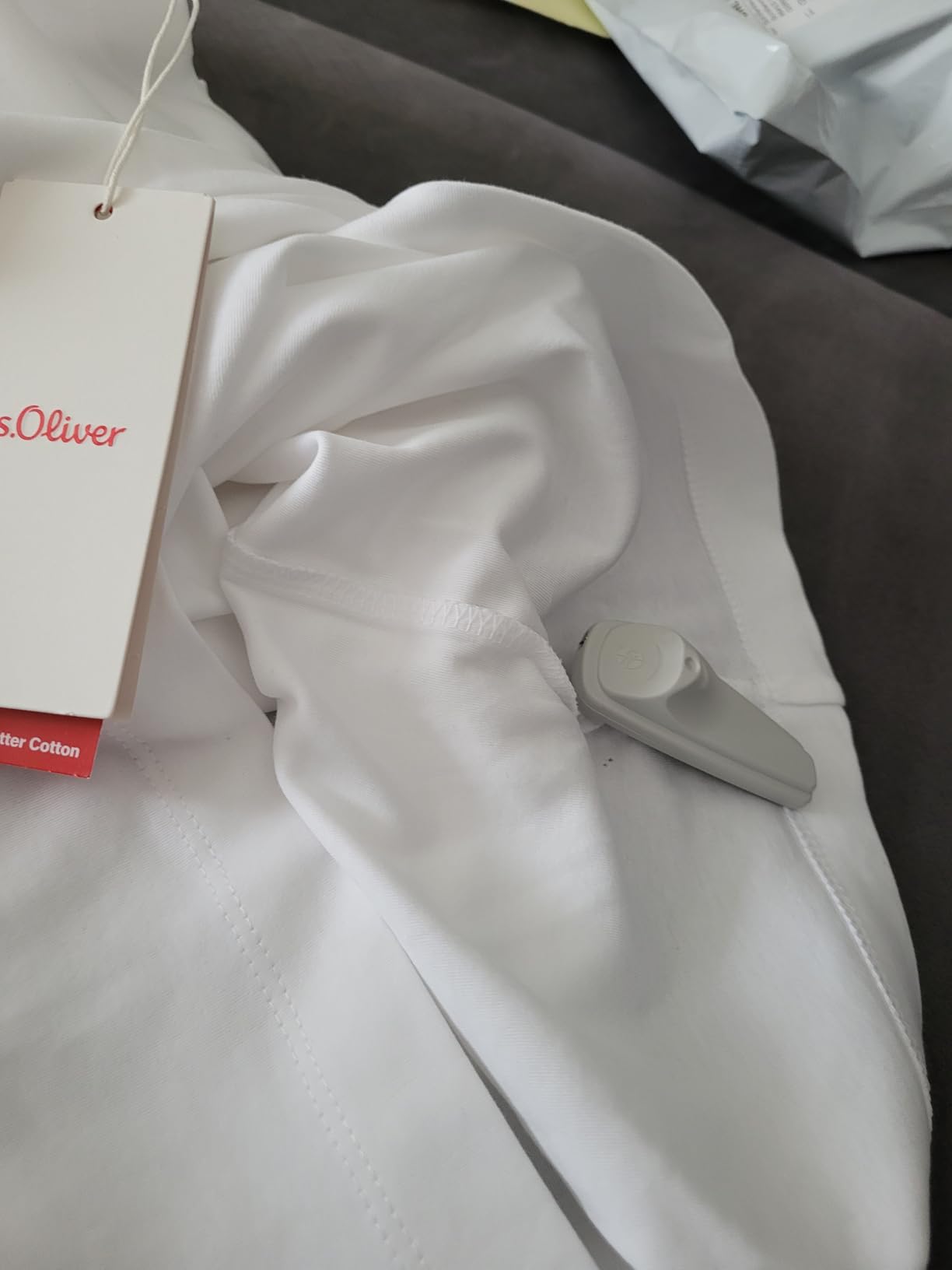 s.Oliver Verkürztes T-Shirt Interlockjersey weiß
