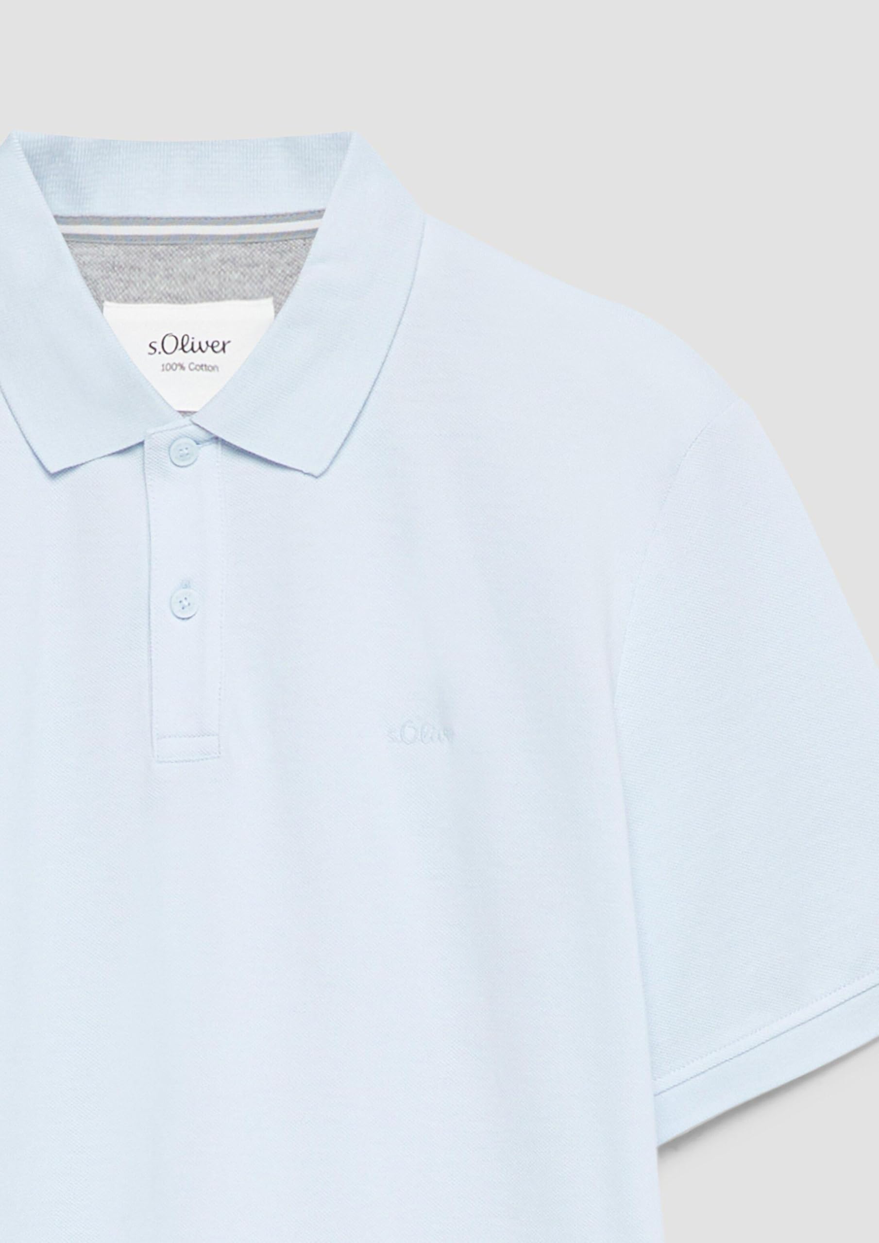 s.Oliver RED LABEL Polo-Shirt Baumwolle blassblau kurzarm